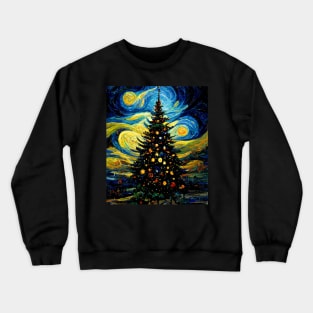 Christmas starry night painting inspired by Van Gogh Crewneck Sweatshirt